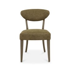 Ellipse Fumed Oak Upholstered Dining Chair - Green Fabric (Pair)