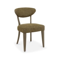 Ellipse Fumed Oak Upholstered Dining Chair - Green Fabric (Pair)
