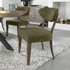 Ellipse Fumed Oak Upholstered Dining Chair - Green Fabric (Pair)