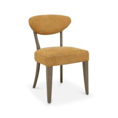 Ellipse Fumed Oak Upholstered Dining Chair - Mustard Fabric (Pair)
