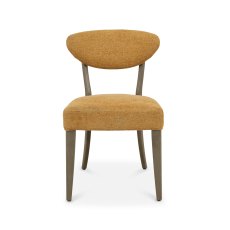 Ellipse Fumed Oak Upholstered Dining Chair - Mustard Fabric (Pair)