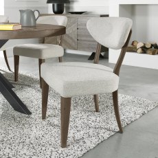 Ellipse Fumed Oak Upholstered Dining Chair - Oatmeal Fabric (Pair)