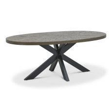 Ellipse Fumed Oak Small 6 Seater Dining Table with Metal Legs