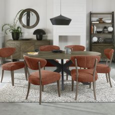 Ellipse Fumed Oak Small 6 Seater Dining Table with Metal Legs