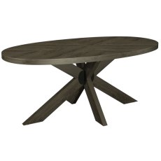 Ellipse Fumed Oak Small 6 Seater Dining Table with Wooden Legs