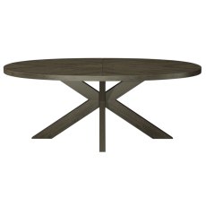 Ellipse Fumed Oak 6 Seater Dining Table with Wooden Legs