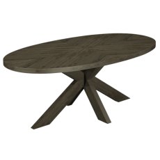 Ellipse Fumed Oak 6 Seater Dining Table with Wooden Legs