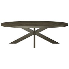 Ellipse Fumed Oak 8 Seater Dining Table with Wooden Legs