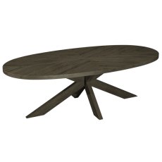 Ellipse Fumed Oak 8 Seater Dining Table with Wooden Legs