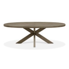 Ellipse Fumed Oak 8 Seater Dining Table with Wooden Legs