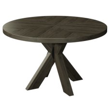 Ellipse Fumed Oak 4 Seater Circular Dining Table with Wooden Legs