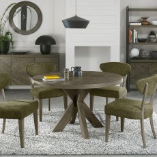 Ellipse Fumed Oak 4 Seater Circular Dining Table with Wooden Legs