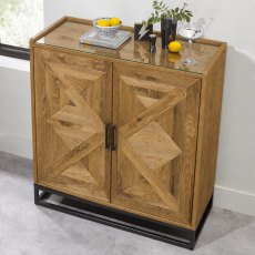 Indus Rustic Oak Drinks Cabinet