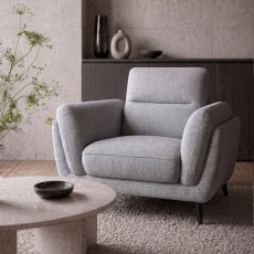 Mara Light Grey Armchair with Black Legs