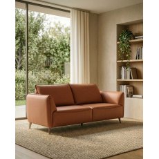 Atlas Tan 3 Seater Sofa with Black Legs