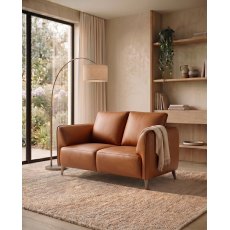 Atlas Tan 2 Seater Sofa with Black Legs