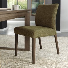 Delta Dark Oak Upholstered Chair - Green Fabric (Pair)