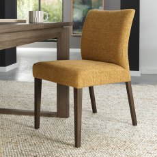 Delta Dark Oak Upholstered Chair - Mustard Fabric (Pair)