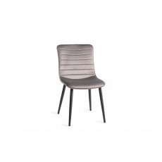 Rothko - Grey Velvet Fabric Chair with Black Legs (Pair)