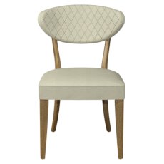Ellipse Rustic Oak Upholstered Dining Chair - Ivory Bonded Leather (Pair)
