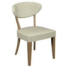 Ellipse Rustic Oak Upholstered Dining Chair - Ivory Bonded Leather (Pair)