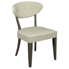 Ellipse Fumed Oak Upholstered Dining Chair - Ivory Bonded Leather (Pair)