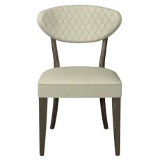 Ellipse Fumed Oak Upholstered Dining Chair - Ivory Bonded Leather (Pair)