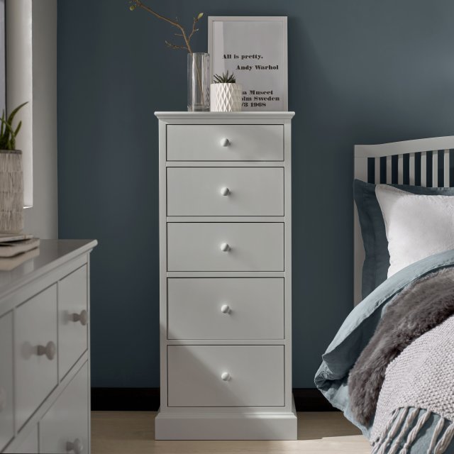 Premier Collection Ashby Soft Grey 5 Drawer Tall Chest