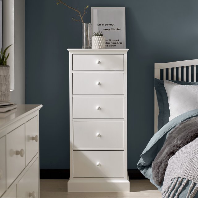 Premier Collection Ashby White 5 Drawer Tall Chest