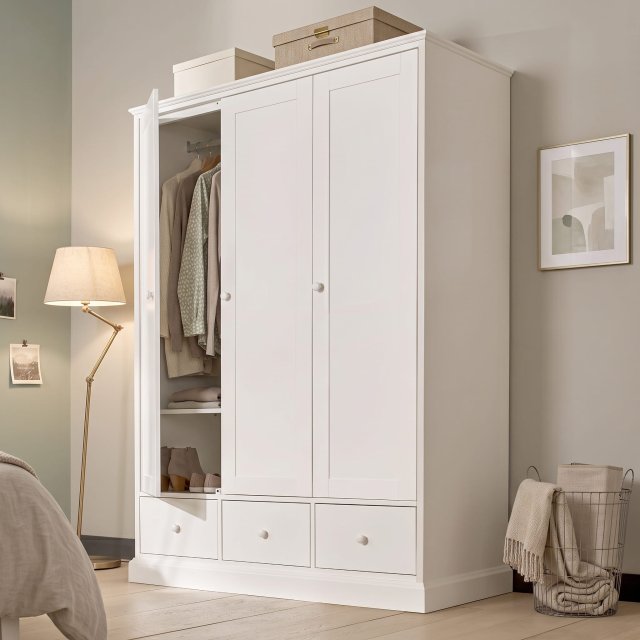 Premier Collection Ashby White Triple Wardrobe