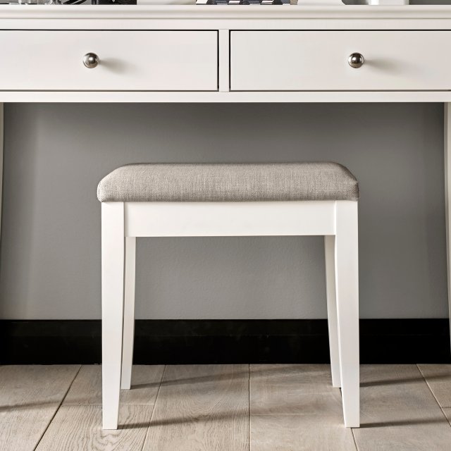 Premier Collection Ashby White Stool - Pebble Grey Fabric