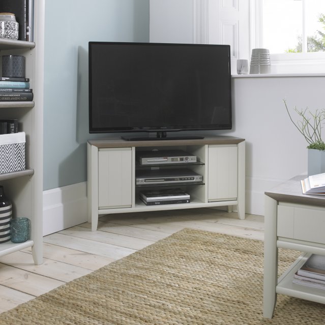 Premier Collection Bergen Grey Washed Oak & Soft Grey Corner Entertainment Unit