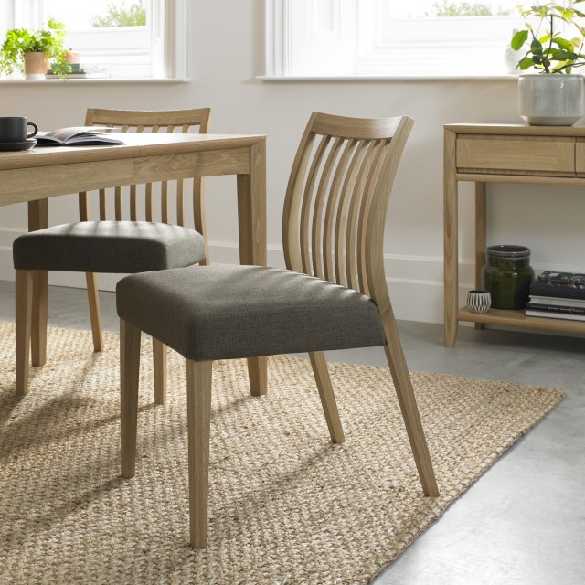 Premier Collection Bergen Oak Low Slat Back Chair - Black Gold Fabric (Pair)