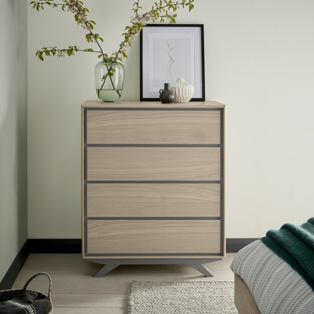 Premier Collection Brunel Scandi Oak & Dark Grey 4 Drawer Chest