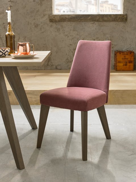 Bentley Designs Cadell Aged Oak Upholstered Chair - Mulberry (Pair)