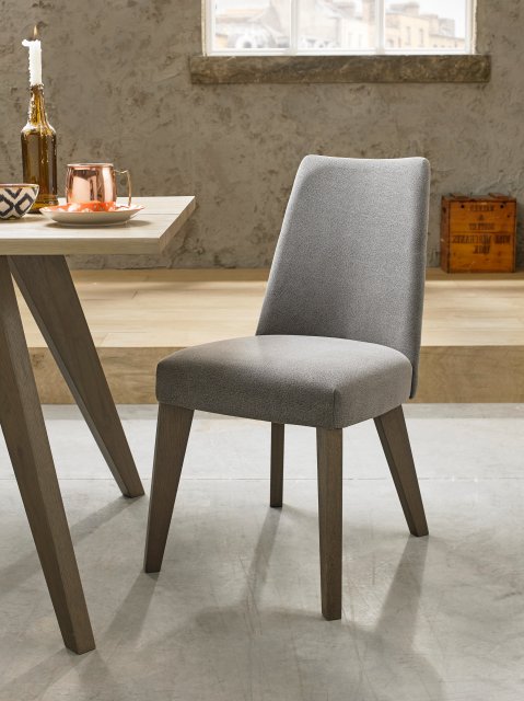Bentley Designs Cadell Aged Oak Upholstered Chair - Smoke Grey (Pair)