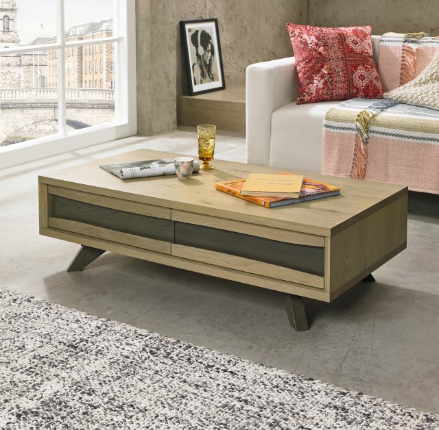 Premier Collection Cadell Aged Oak Coffee Table With Drawers