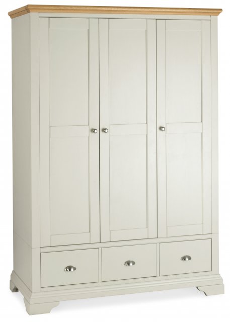 Bentley Designs Hampstead Soft Grey & Oak Triple Wardrobe- cut out