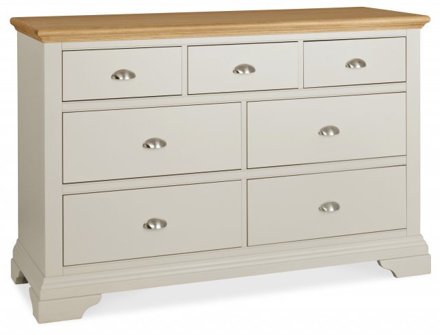Premier Collection Hampstead Soft Grey & Pale Oak 3+4 Drawer Wide Chest