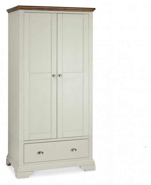 Premier Collection Hampstead Soft Grey & Walnut Double Wardrobe