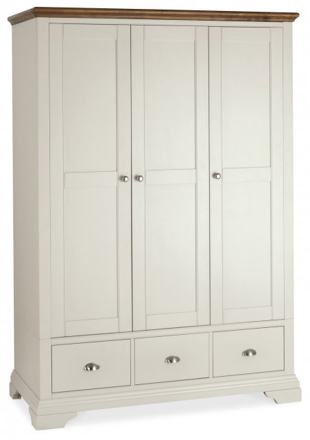 Premier Collection Hampstead Soft Grey & Walnut Triple Wardrobe