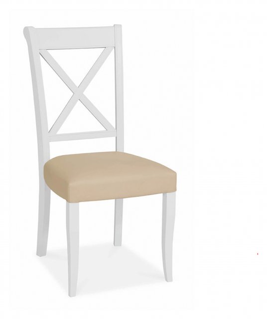Premier Collection Hampstead Two Tone X Back Chair - Ivory Bonded Leather (Pair)