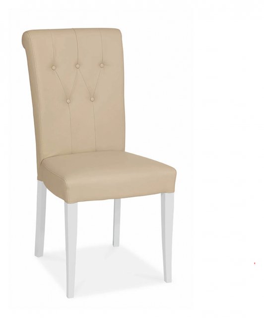 Premier Collection Hampstead Two Tone Upholstered Chair - Ivory Bonded Leather (Pair)