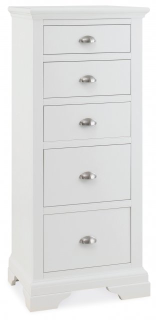 Premier Collection Hampstead White 5 Drawer Tall Chest