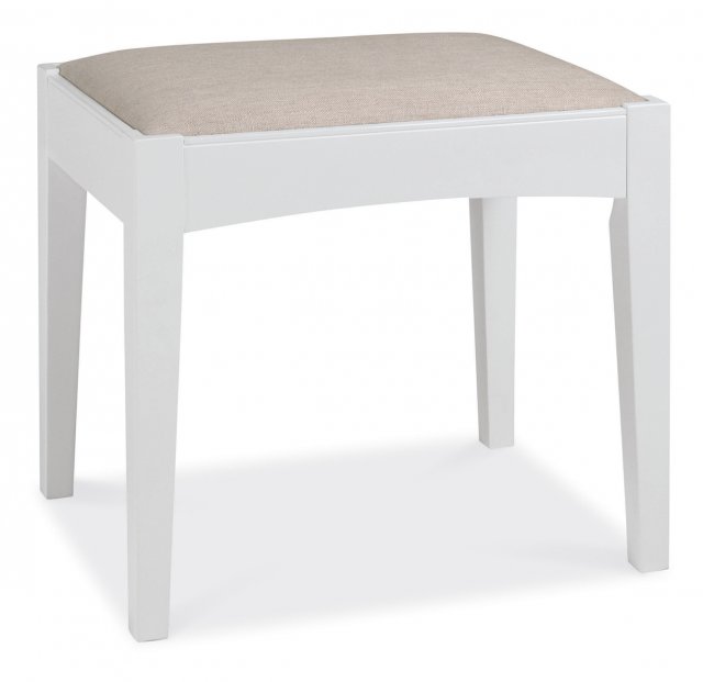 Premier Collection Hampstead White Stool - Pebble Grey Fabric