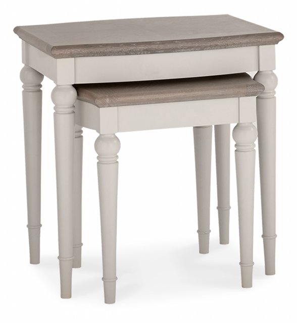 Premier Collection Montreux Grey Washed Oak & Soft Grey Nest Of Lamp Tables