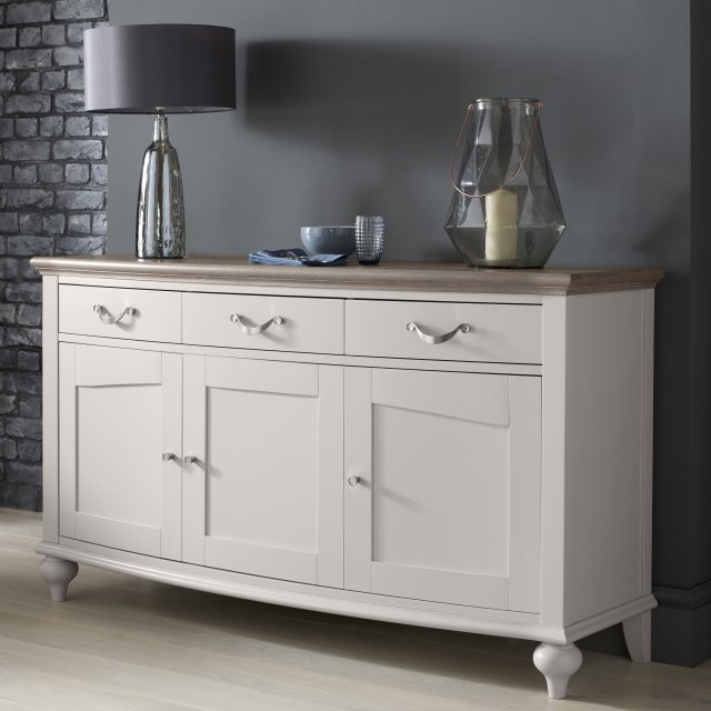 Premier Collection Montreux Grey Washed Oak & Soft Grey Wide Sideboard