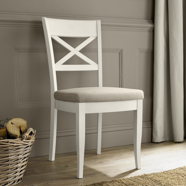 Premier Collection Montreux Antique White X Back Chair - Sand Colour