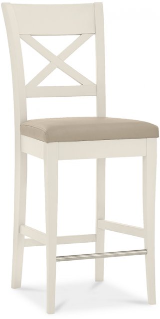 Premier Collection Montreux Antique White X Back Bar Stool - Ivory Bonded Leather (Pair)