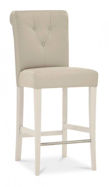 Premier Collection Montreux Antique White Uph Bar Stool - Ivory Bonded Leather (Pair)